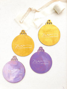wood sliced ornaments | pinks + purples set