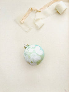 ceramic ornament | green + white florals