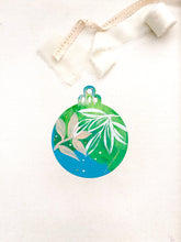 Load image into Gallery viewer, wood sliced ornaments | blue + green floral set