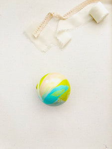 ceramic ornament | abstract blue + lime green