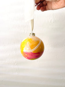 ceramic ornament | abstract pink, lime green + blue