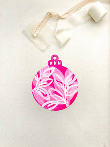 wood sliced ornament | pink + white florals