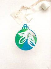 Load image into Gallery viewer, wood sliced ornaments | blue + green floral set