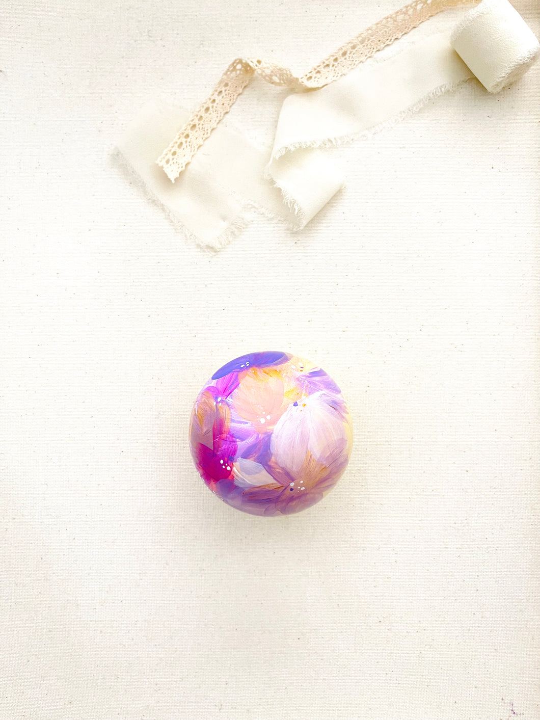ceramic ornament | purple + pink florals