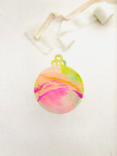 Load image into Gallery viewer, wood sliced ornaments | pink + lime green set