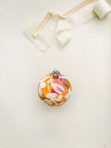 ceramic ornament | white + orange florals