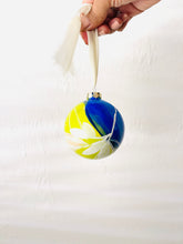 Load image into Gallery viewer, ceramic ornament | abstract blue + lime green