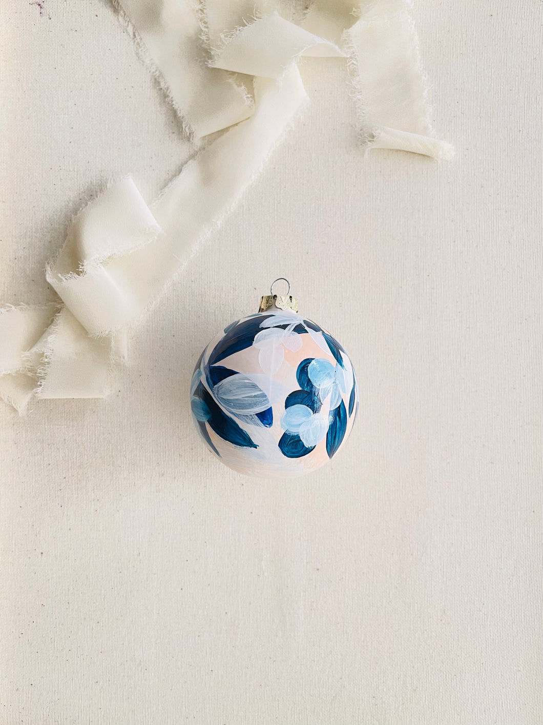 ceramic ornament | pink, blue + white florals