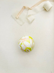 ceramic ornament | lime green, pink + white florals