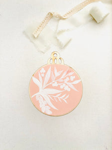 wood sliced ornaments | white + coral florals set
