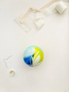 ceramic ornament | abstract blue + lime green