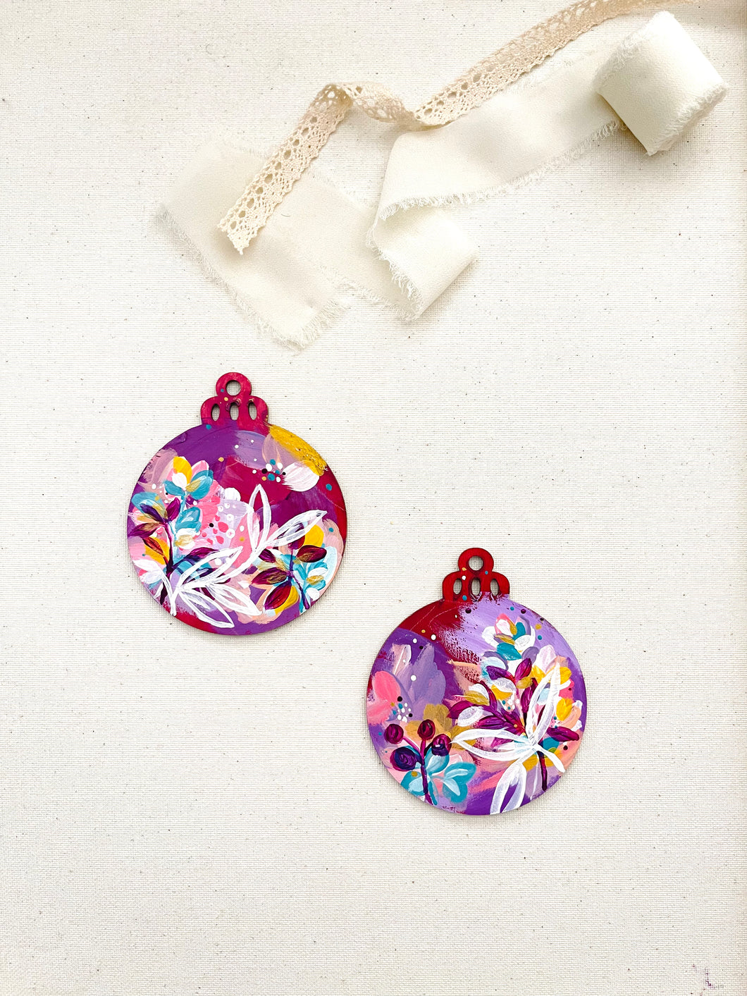 wood sliced ornaments | purple hues set
